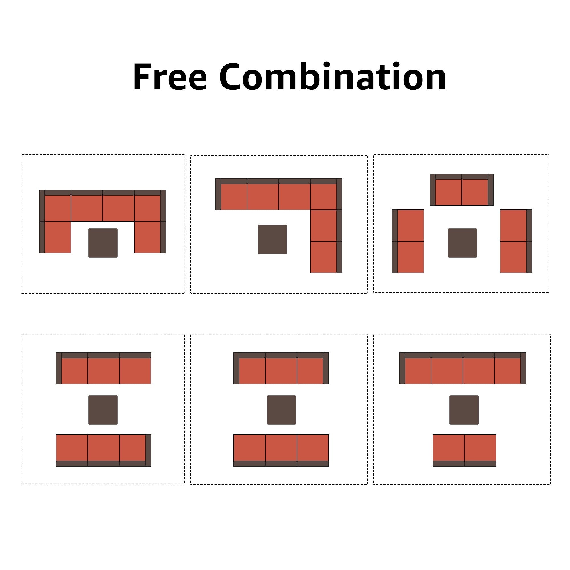 Ensemble de canapé d'extérieur modulable en osier et acier avec coussins, 7 pièces