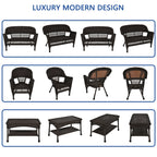 Ensemble de conversation 4 pièces en osier pour patio