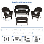 Ensemble de conversation 4 pièces en osier pour patio