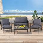 Ensemble de conversation 4 places en bois d'acacia Willowbrook Outdoor de Christopher Knight Home