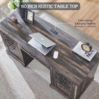 Bureau de direction de style farmhouse de 60 pouces, bureau de travail en bois pour la maison, bureau d'ordinateur