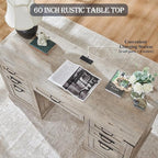 Bureau de direction de style farmhouse de 60 pouces, bureau de travail en bois pour la maison, bureau d'ordinateur