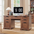 Bureau de direction de style farmhouse de 60 pouces, bureau de travail en bois pour la maison, bureau d'ordinateur