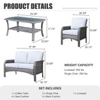 Ensemble de meubles de jardin d'extérieur XIZZI 4 pièces pour conversation avec table