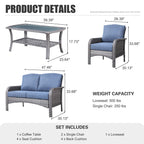 Ensemble de meubles de jardin d'extérieur XIZZI 4 pièces pour conversation avec table