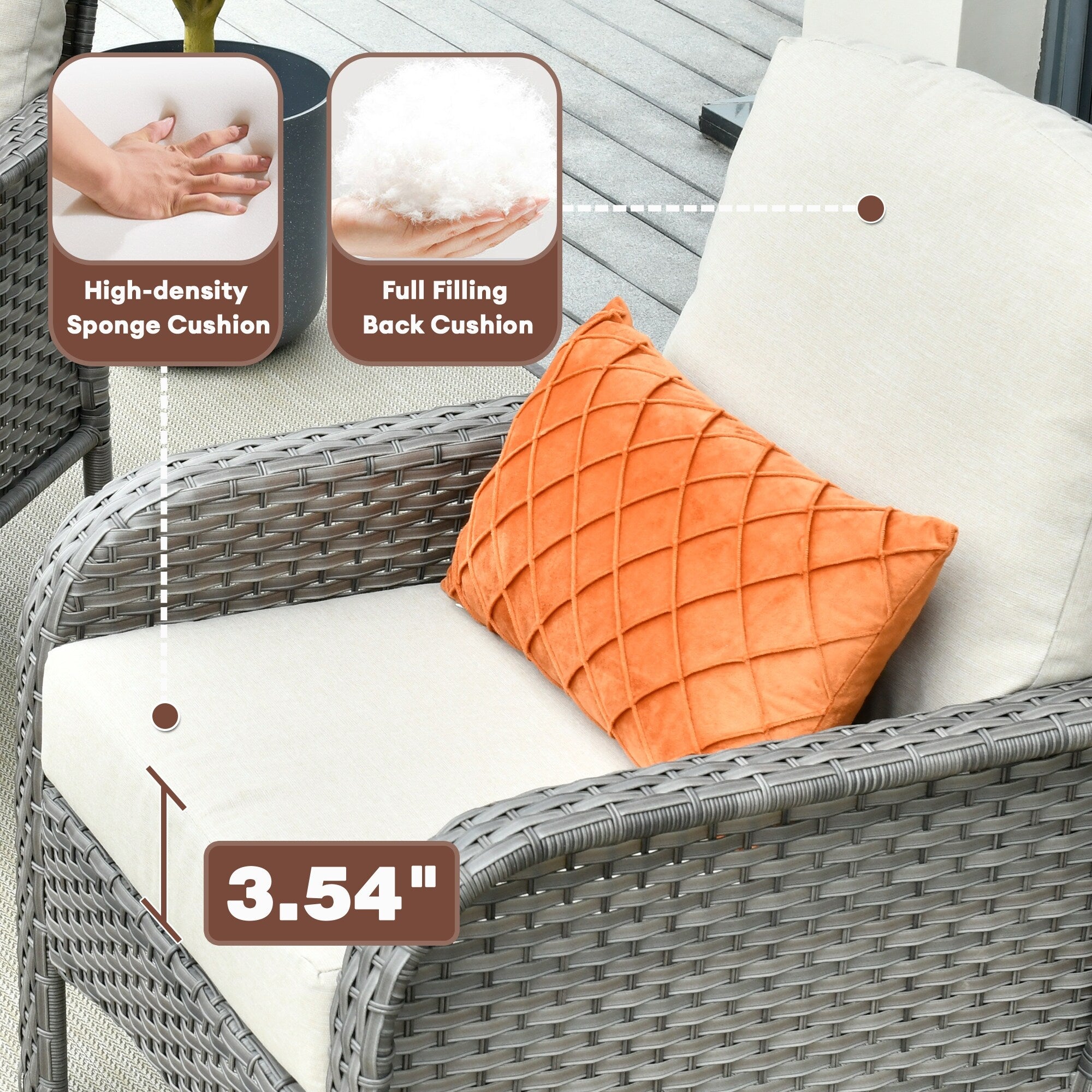 Ensemble de meubles de jardin d'extérieur XIZZI 4 pièces pour conversation avec table