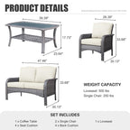 Ensemble de meubles de jardin d'extérieur XIZZI 4 pièces pour conversation avec table