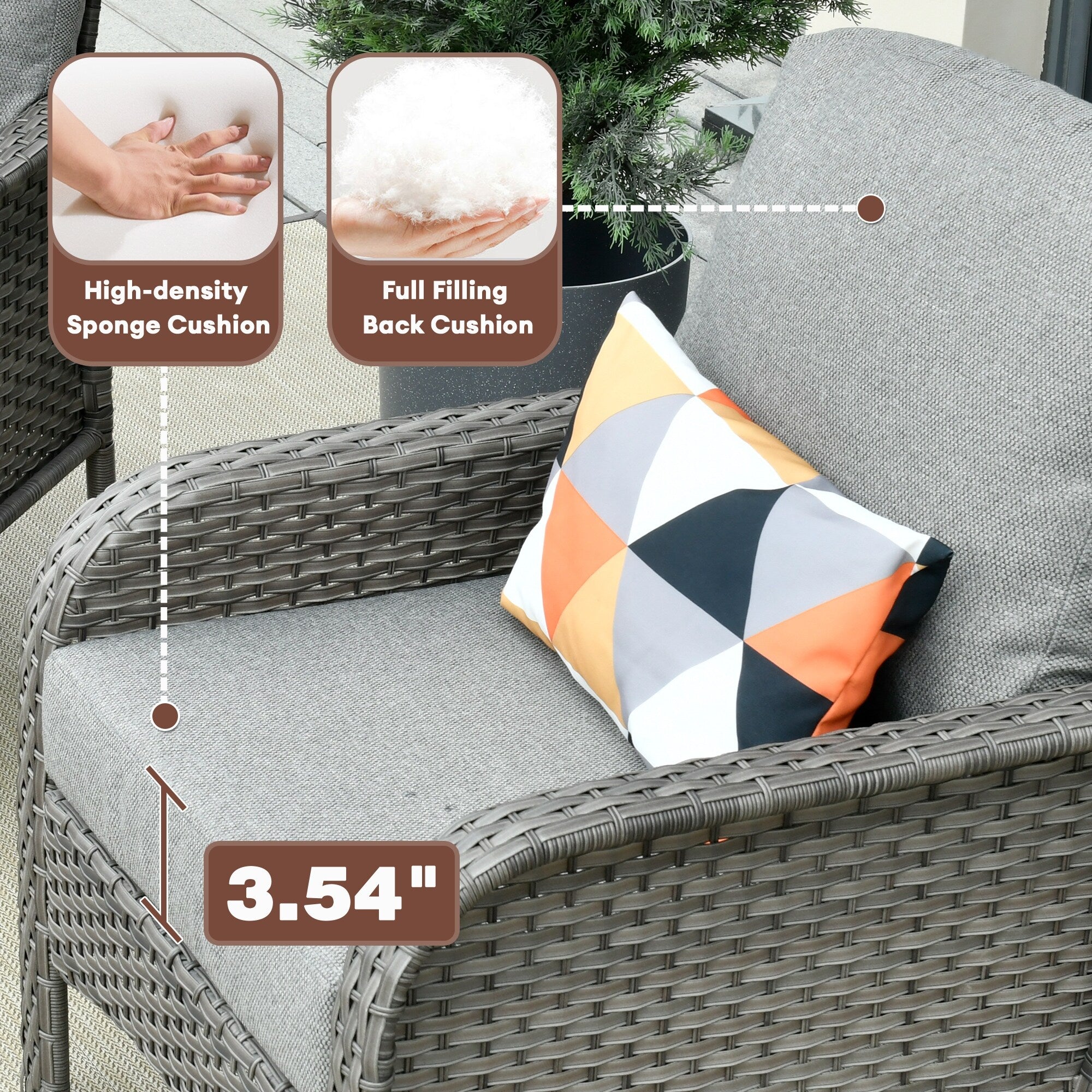 Ensemble de meubles de jardin d'extérieur XIZZI 4 pièces pour conversation avec table