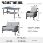 Ensemble de meubles de jardin d'extérieur XIZZI 4 pièces pour conversation avec table