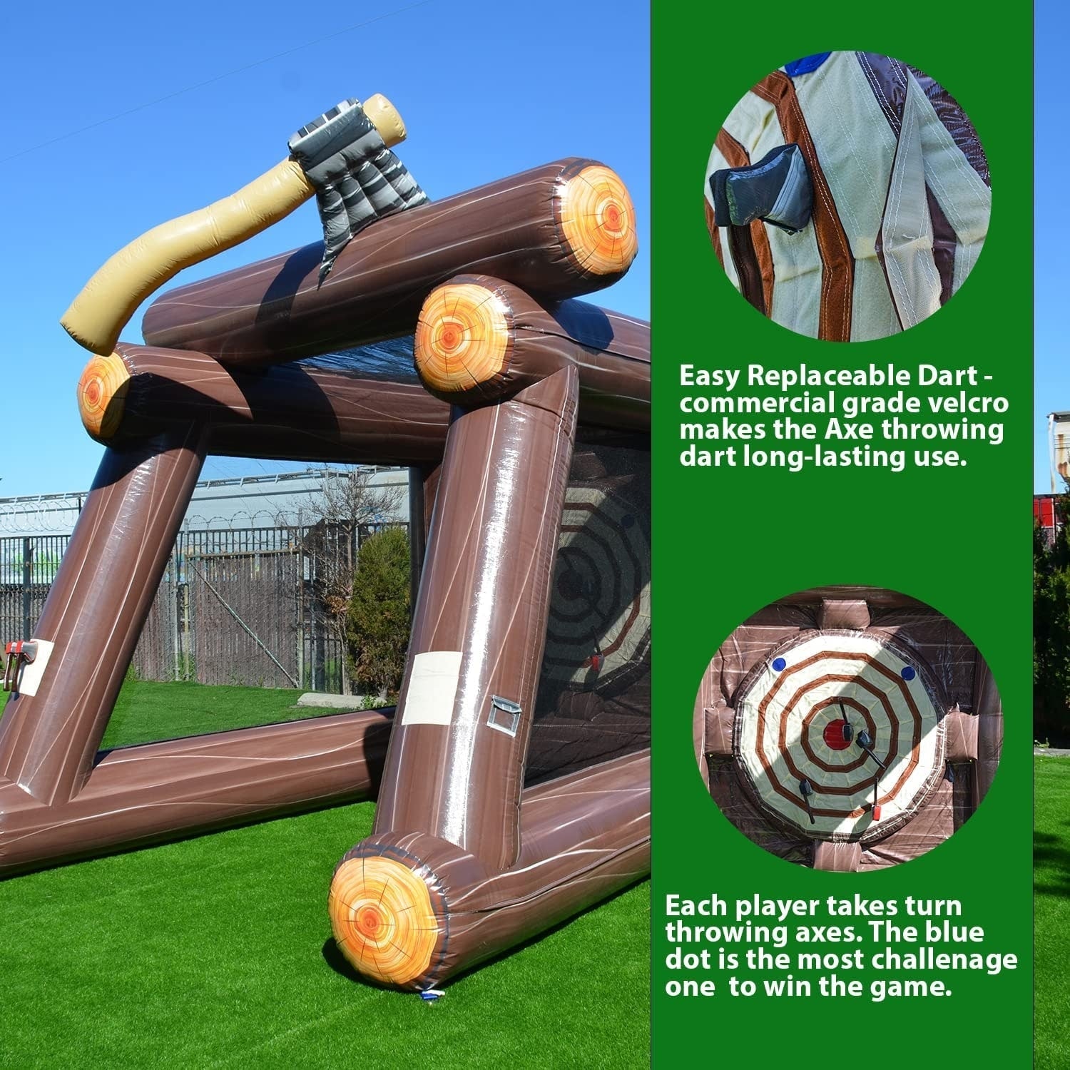 Jeu de lancer de hache gonflable XJUMP avec souffleur d'air et haches en mousse, qualité professionnelle, location, léger, pour jeux en extérieur