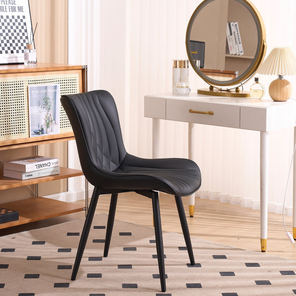 Lot de 2 chaises de salle à manger modernes en cuir capitonné sans accoudoirs