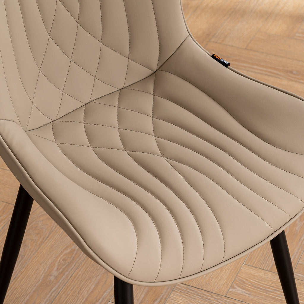 Lot de 2 chaises de salle à manger modernes en cuir capitonné sans accoudoirs