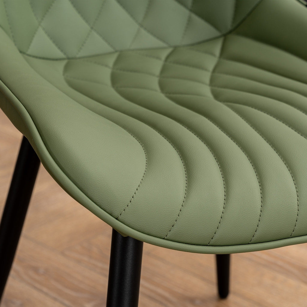 Lot de 2 chaises de salle à manger modernes en cuir capitonné sans accoudoirs