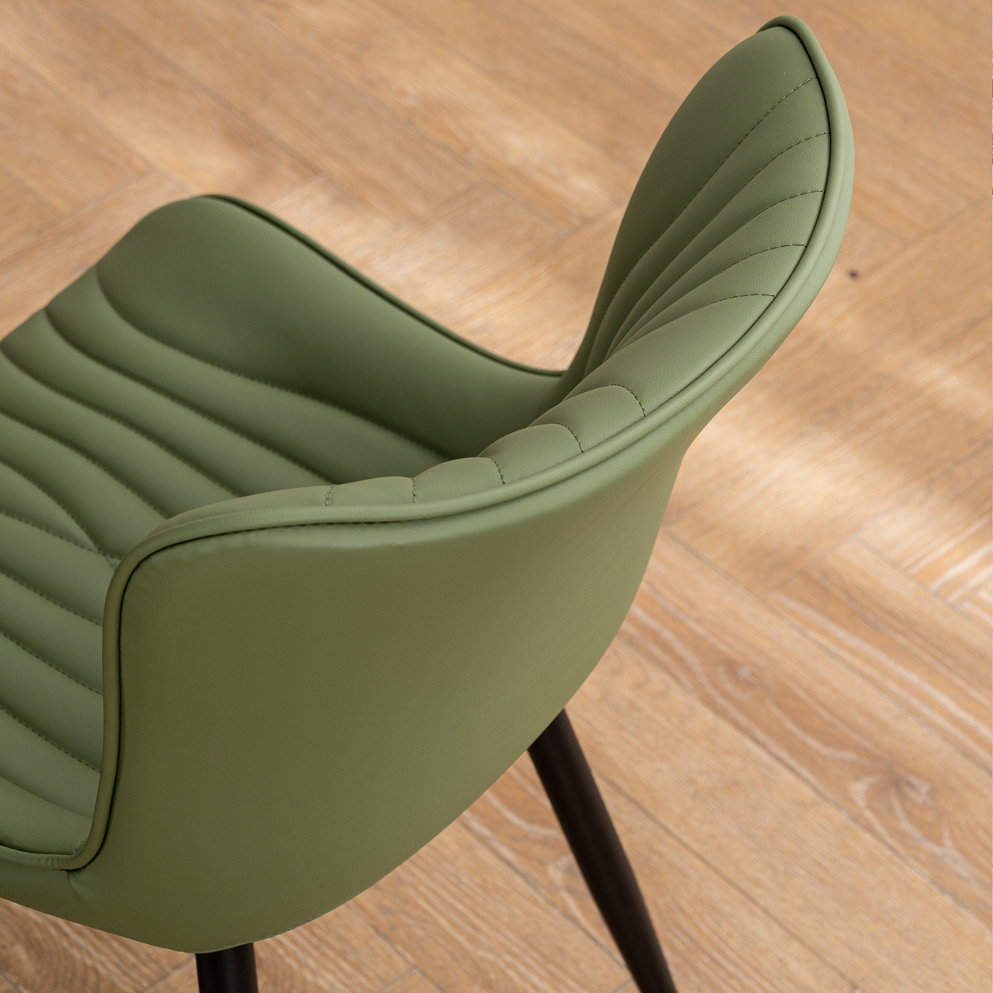 Lot de 2 chaises de salle à manger modernes en cuir capitonné sans accoudoirs