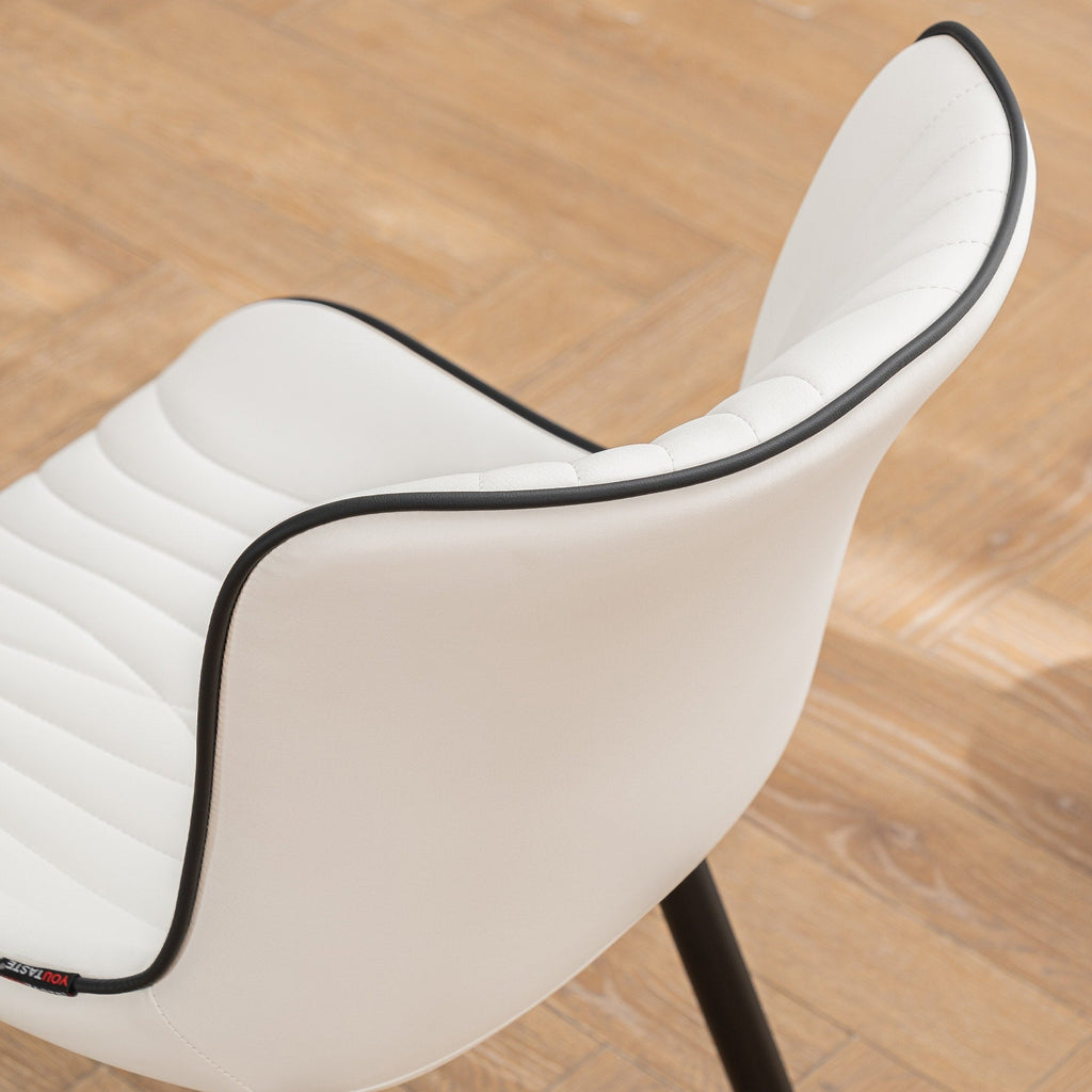 Lot de 2 chaises de salle à manger modernes en cuir capitonné sans accoudoirs