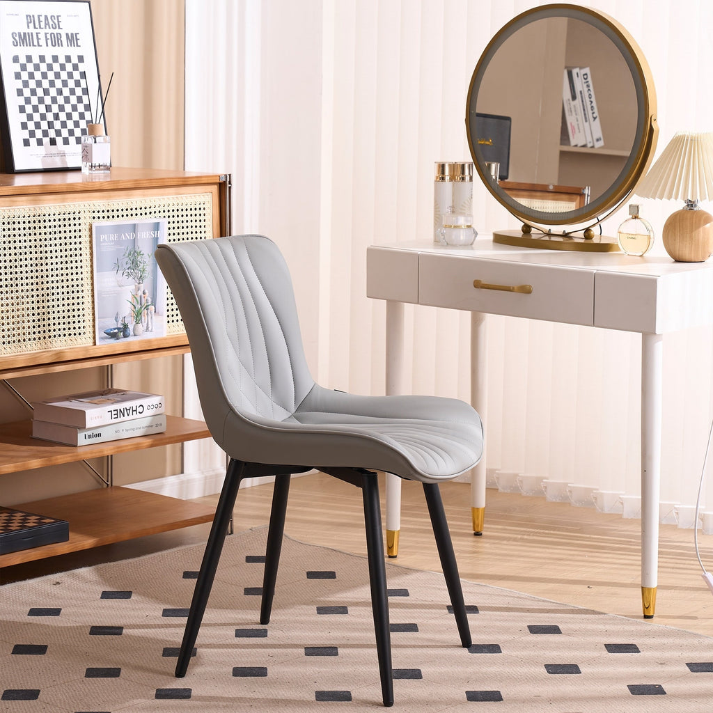 Lot de 2 chaises de salle à manger modernes en cuir capitonné sans accoudoirs