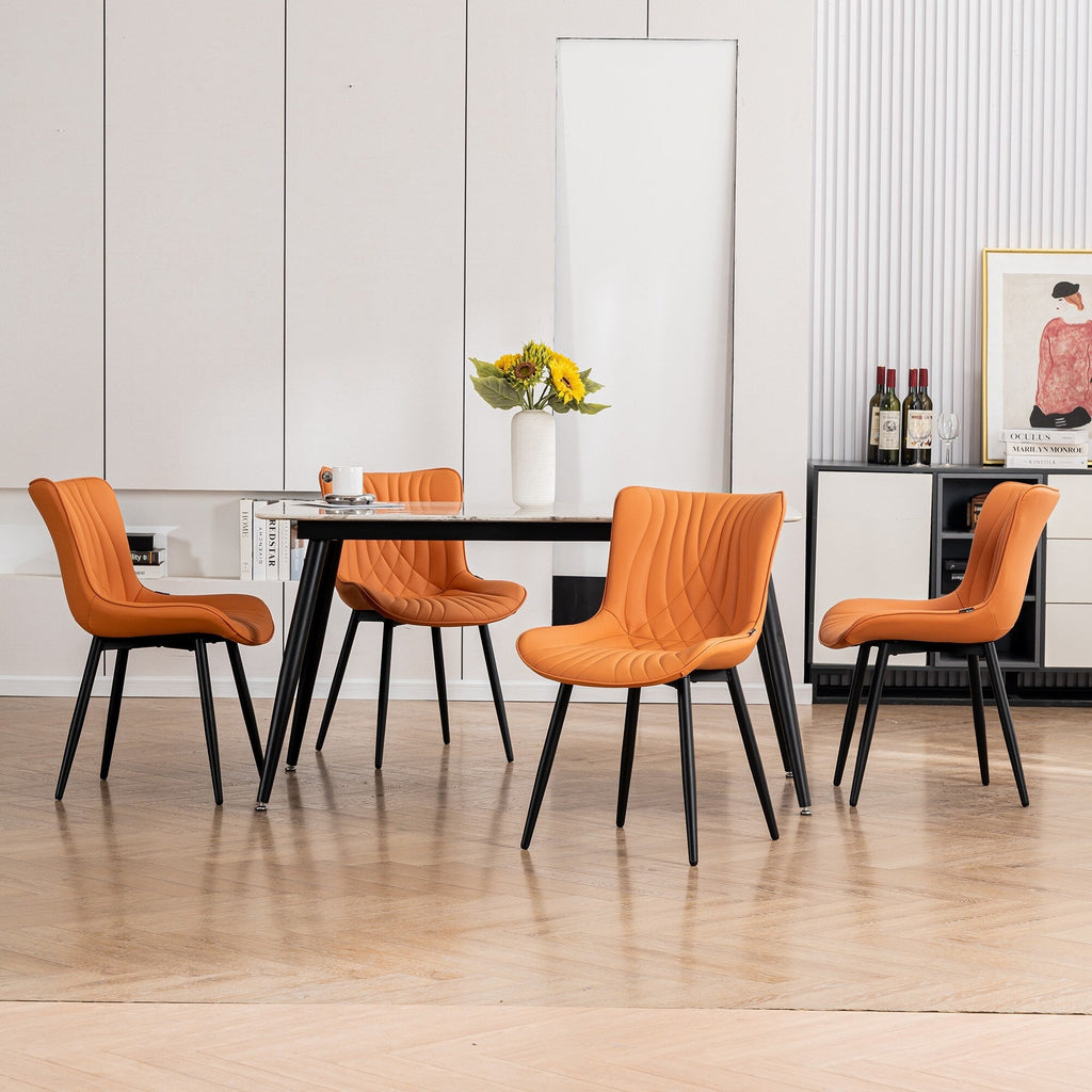 Lot de 2 chaises de salle à manger modernes en cuir capitonné sans accoudoirs