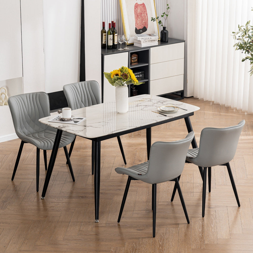 Lot de 2 chaises de salle à manger modernes en cuir capitonné sans accoudoirs