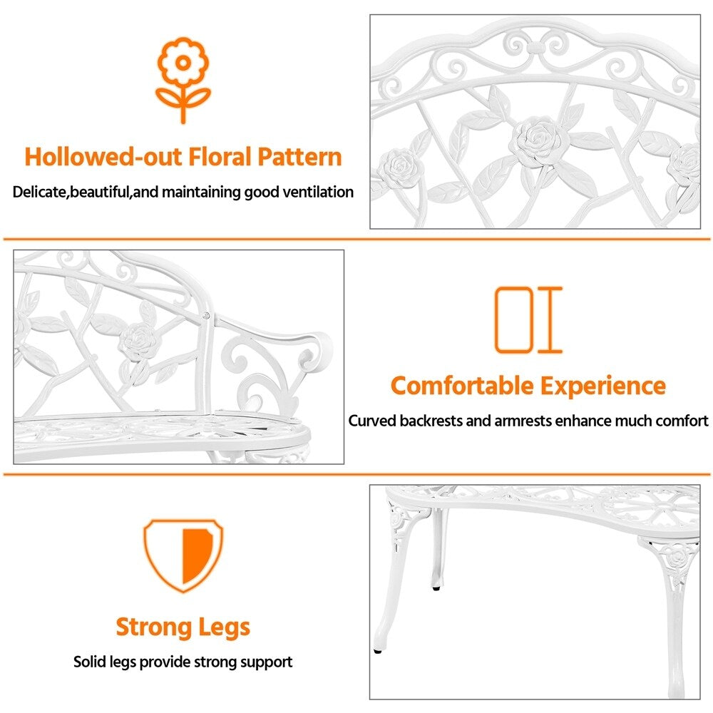 Banc d'extérieur en métal Yaheetech pour terrasse, parc ou jardin - Non applicable