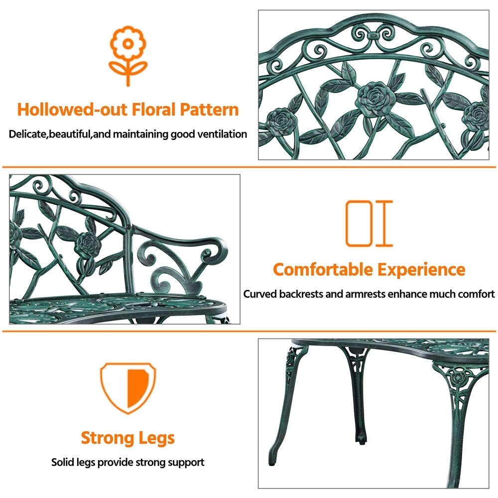 Banc d'extérieur en métal Yaheetech pour terrasse, parc ou jardin - Non applicable