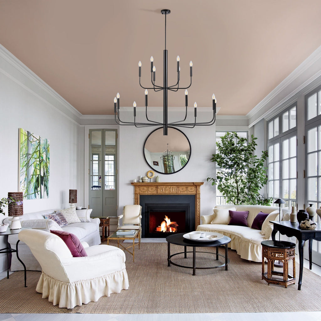 Luminaire minimaliste à 15 lumières, style bougeoir, design ancien à 2 niveaux - 48