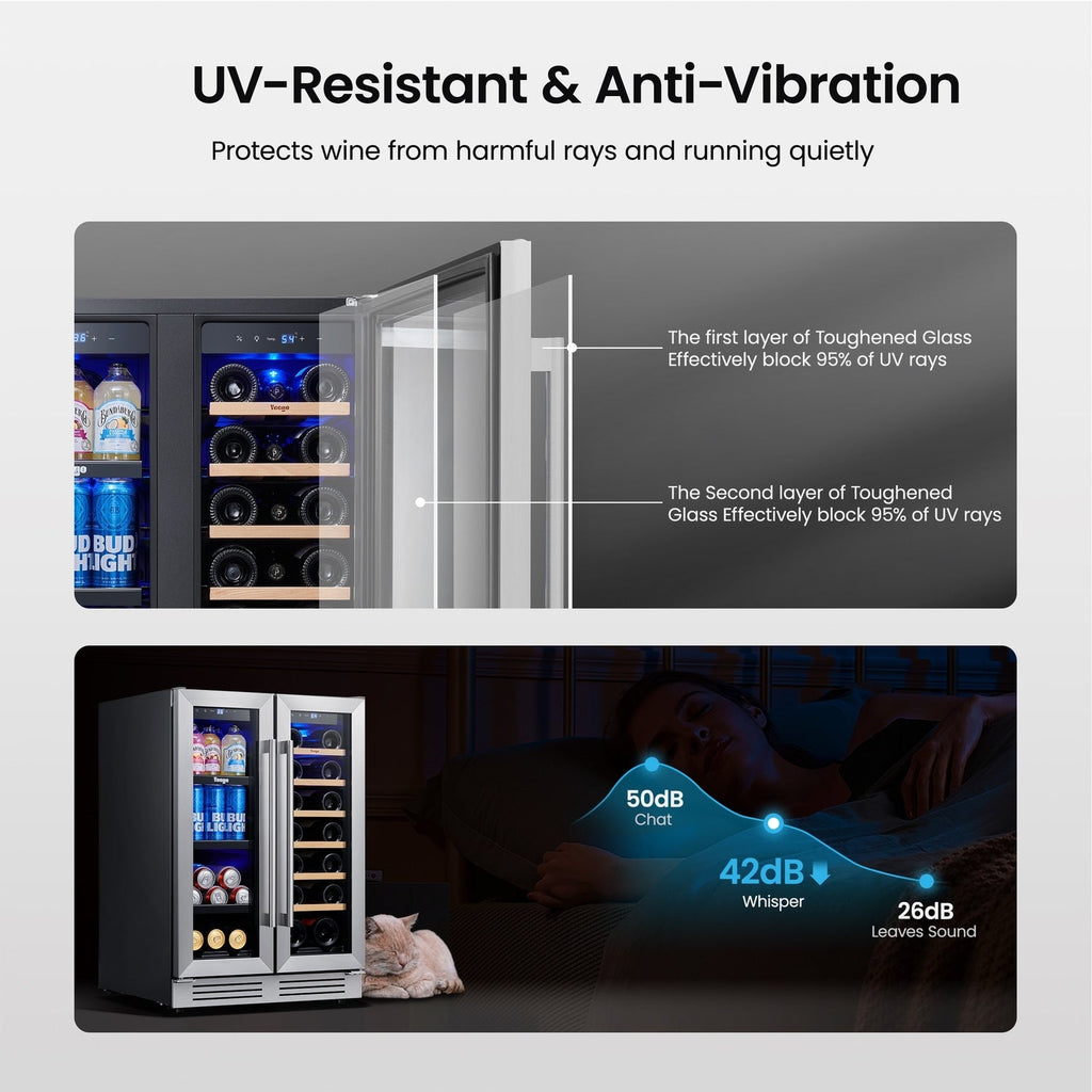 Réfrigérateur à vin/boissons de 60 cm, 20 bouteilles/60 canettes, double zone - 60 cm