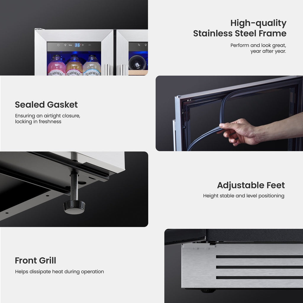 Réfrigérateur à vin/boissons de 60 cm, 20 bouteilles/60 canettes, double zone - 60 cm