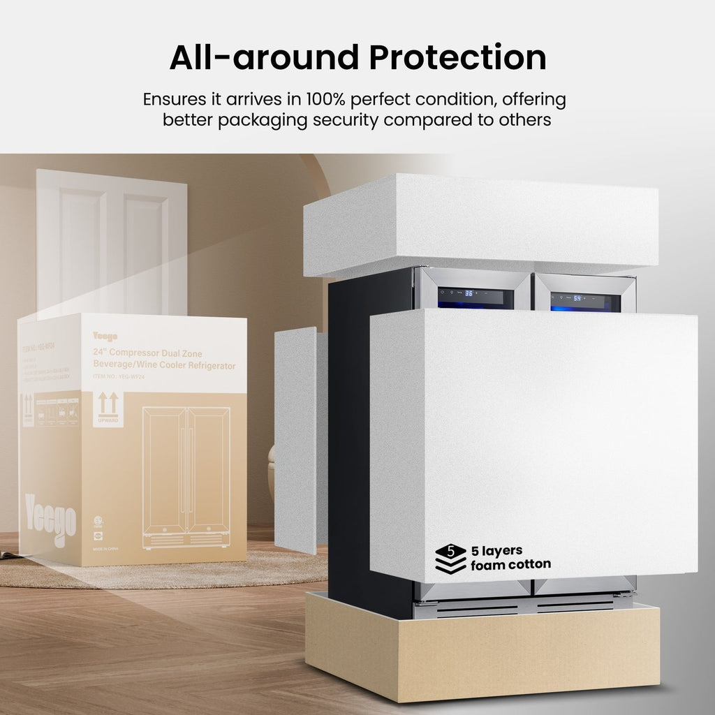 Réfrigérateur à vin/boissons de 60 cm, 20 bouteilles/60 canettes, double zone - 60 cm