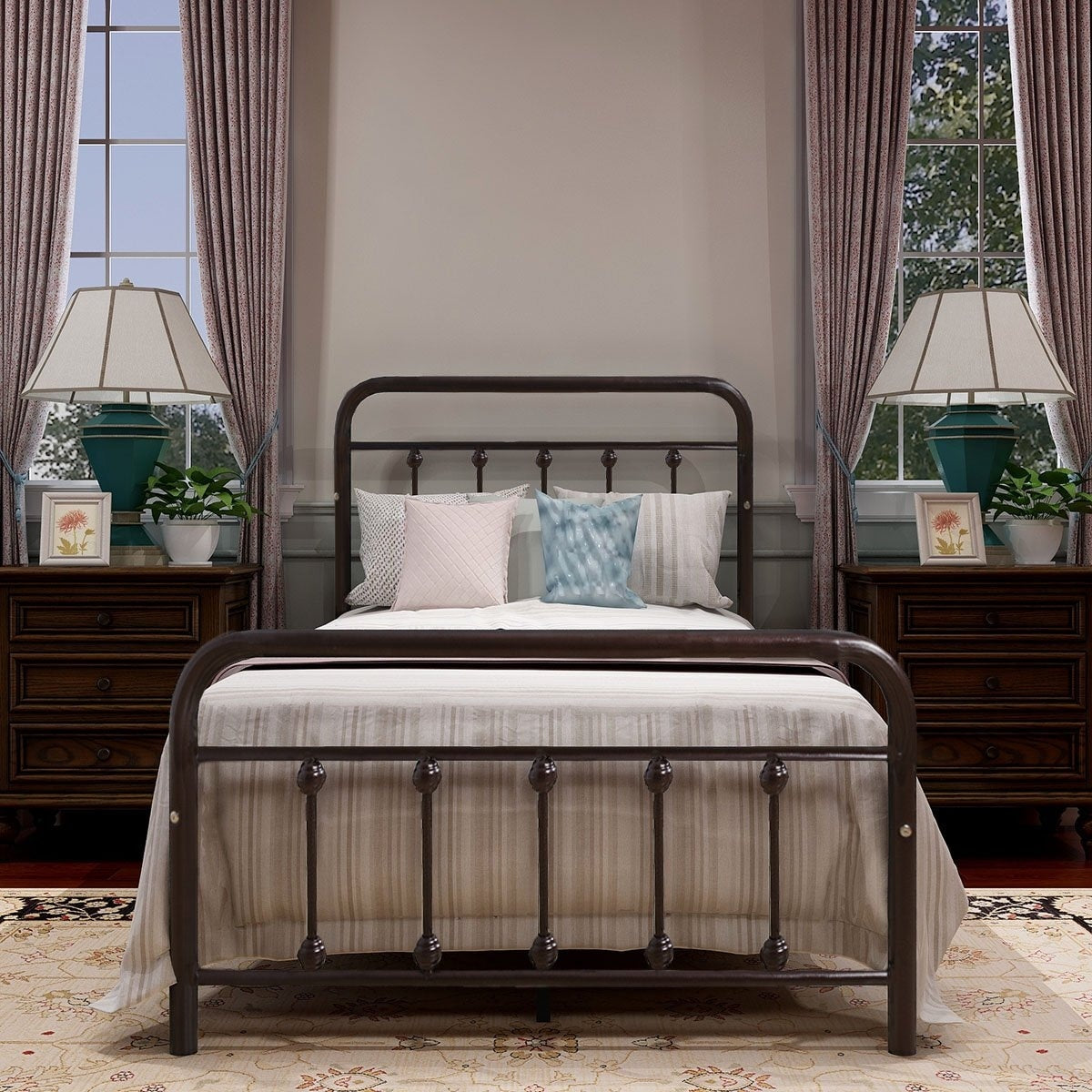 Cadre de lit plateforme en métal simple et vintage, facile à assembler, de Alazyhome