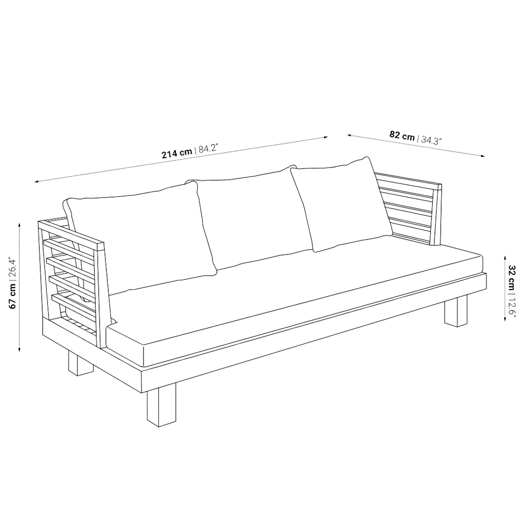Canapé trois places Amaya | Gris