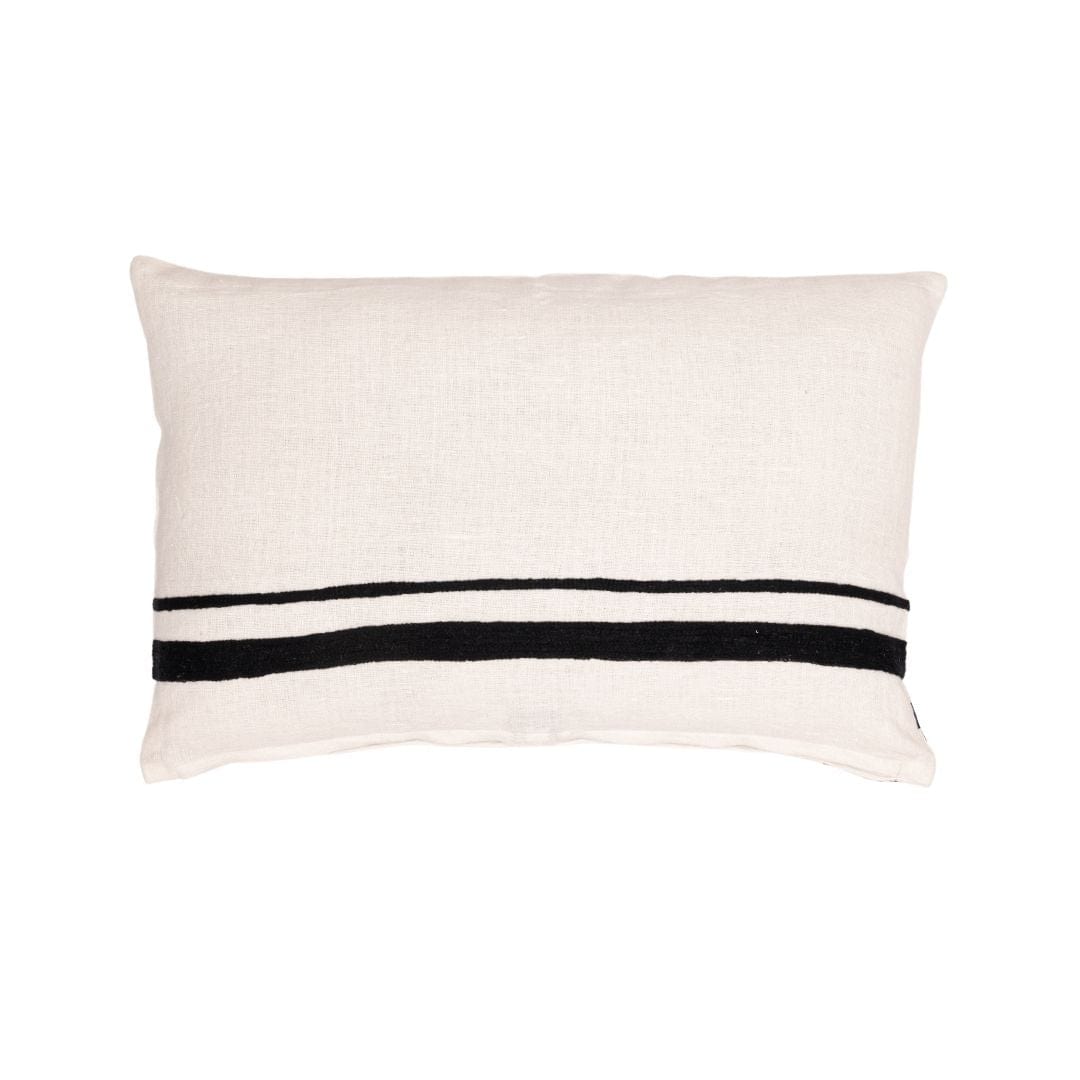 Fronce de coussin en lin Arias | Blanc/Noir 40x60cm