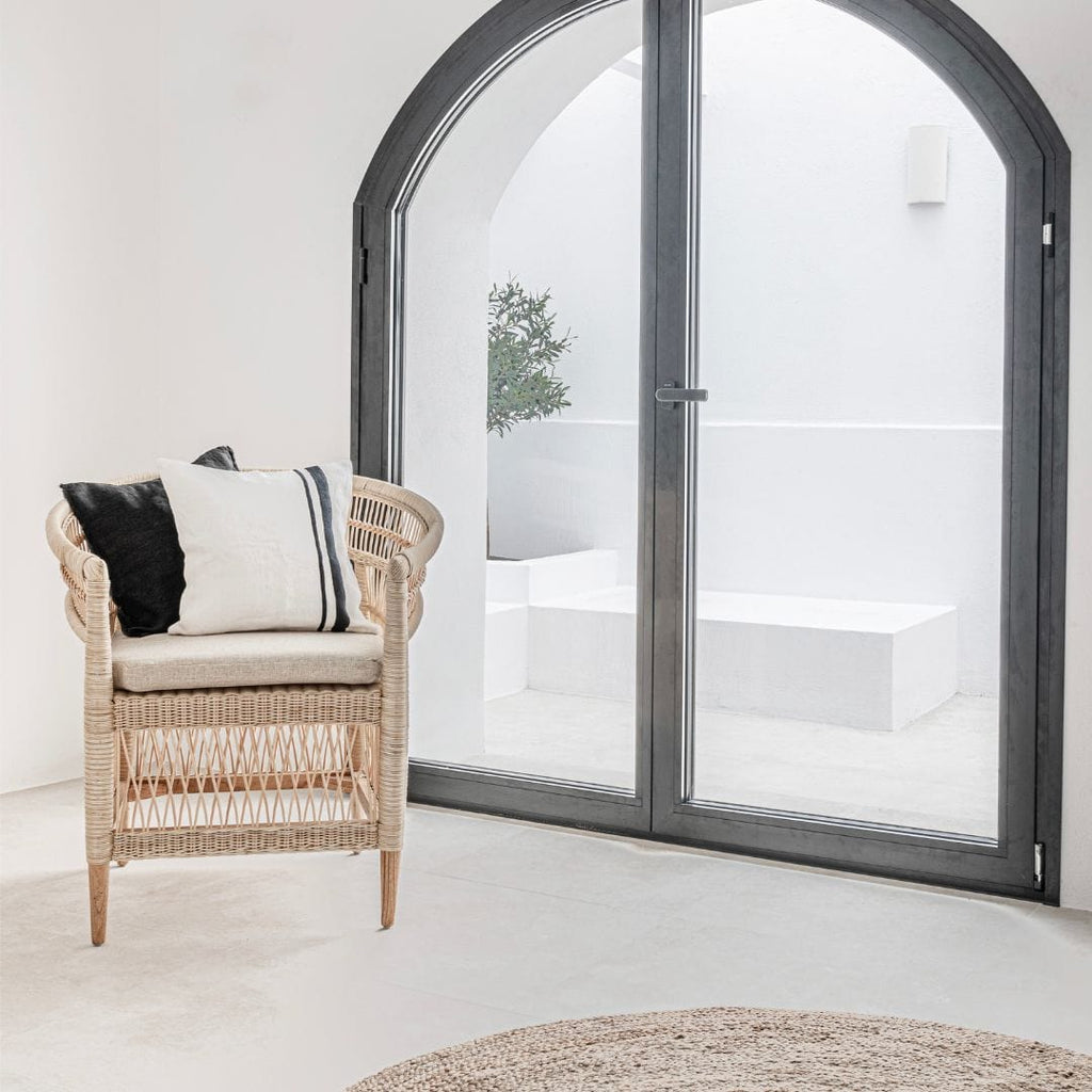 Fronce d'oreiller en lin Arias | Blanc/Noir 45x45cm