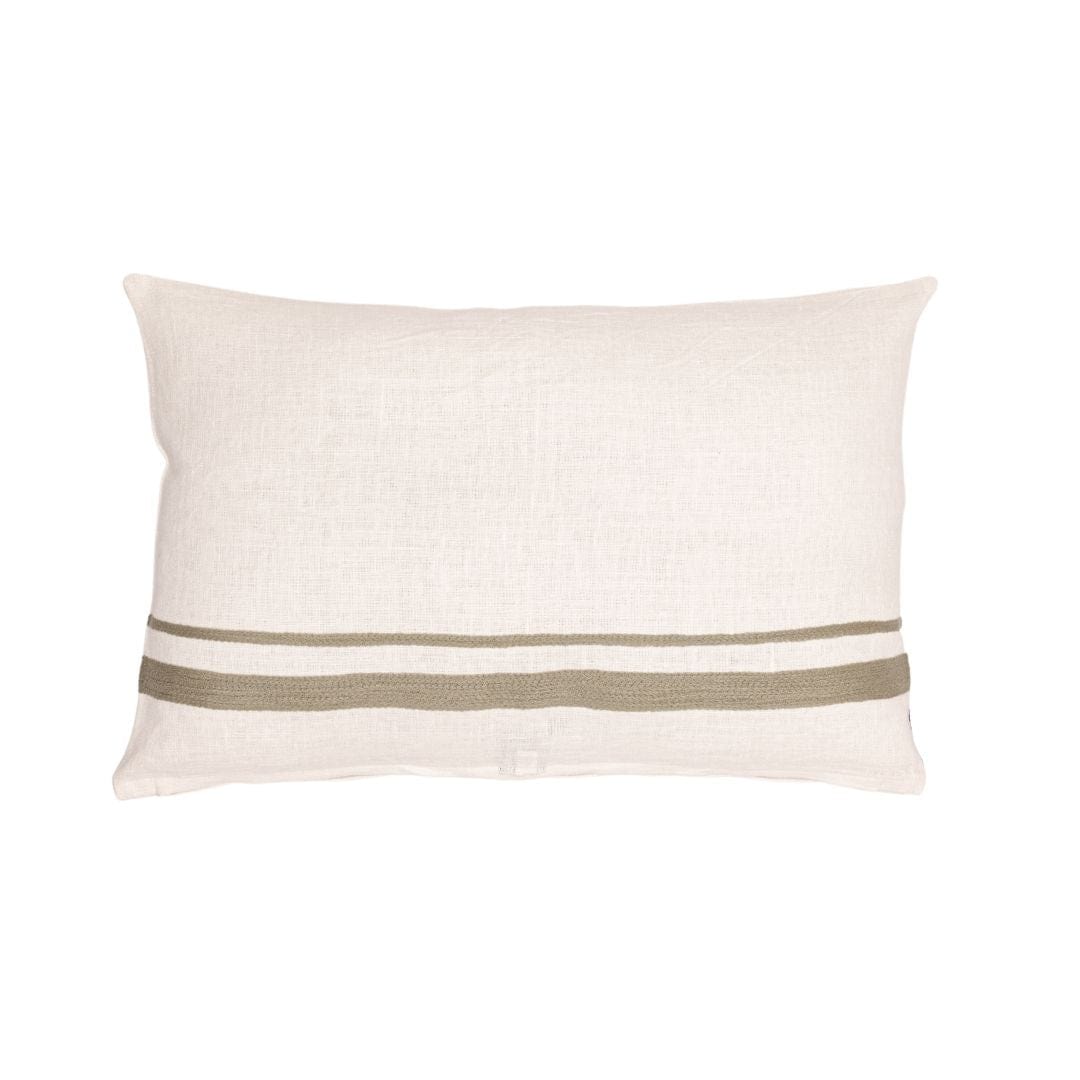 Fronce de coussin en lin Arias | Blanc/Naturel 40x60cm