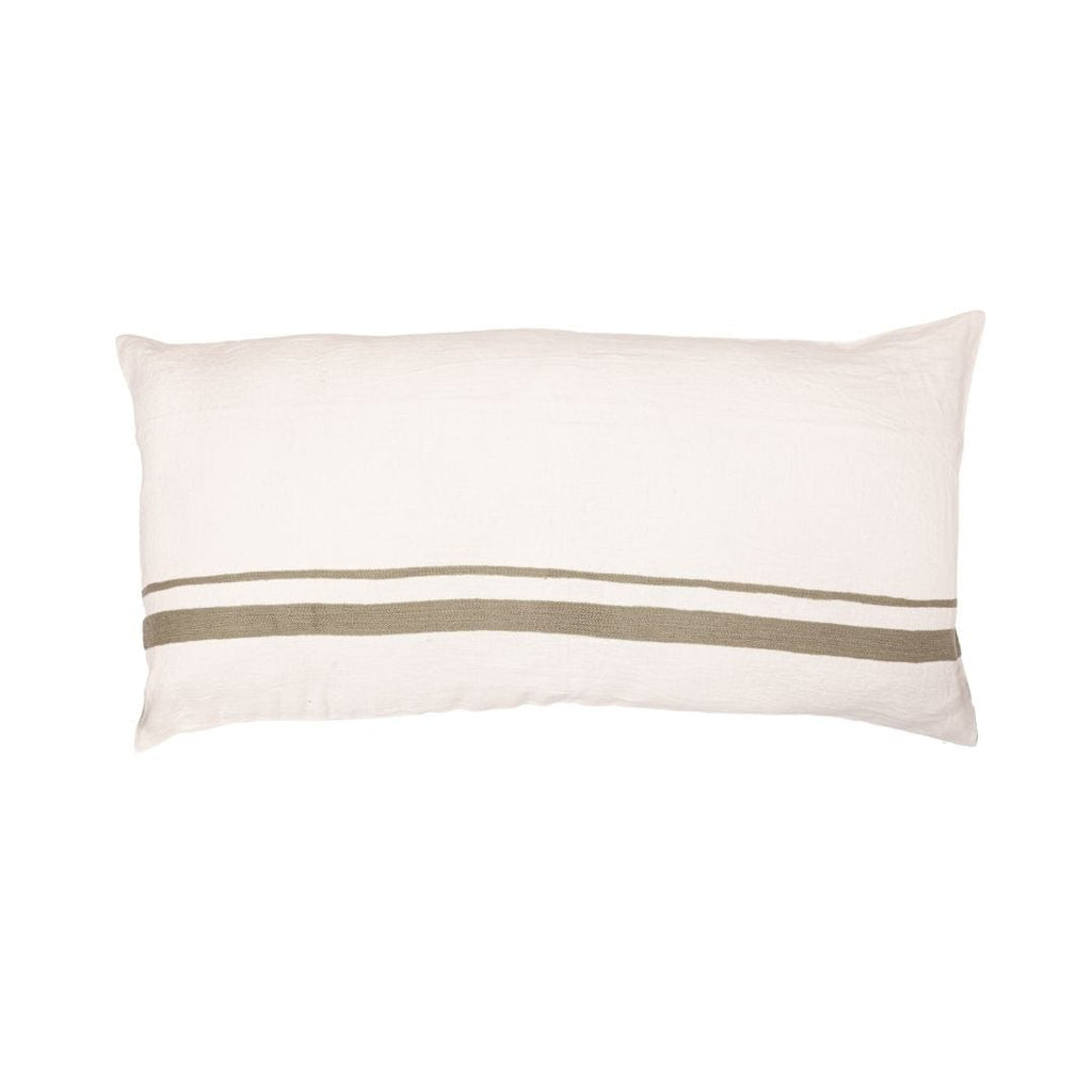 Fronce de coussin en lin Arias | Blanc/Naturel 55x110cm