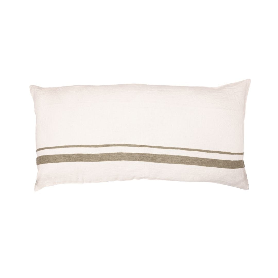 Fronce de coussin en lin Arias | Blanc/Naturel 55x110cm