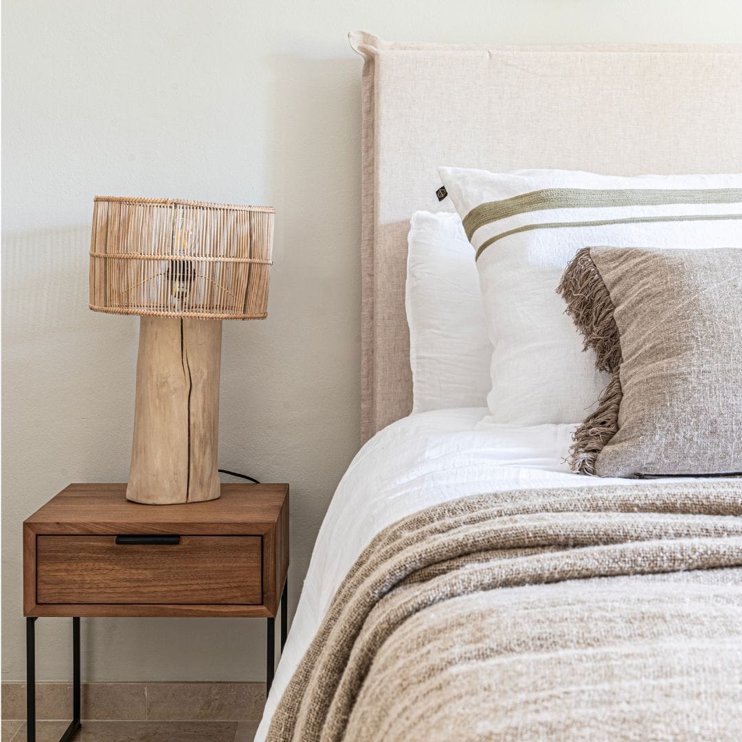 Fronce de coussin en lin Arias | Blanc/Naturel 55x110cm