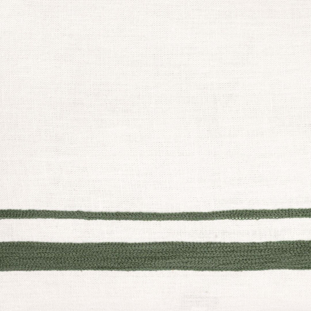 Fronce de coussin en lin Arias | Blanc/Olive 40x60cm