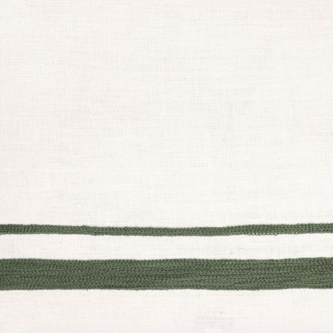 Fronce de coussin en lin Arias | Blanc/Olive 40x60cm