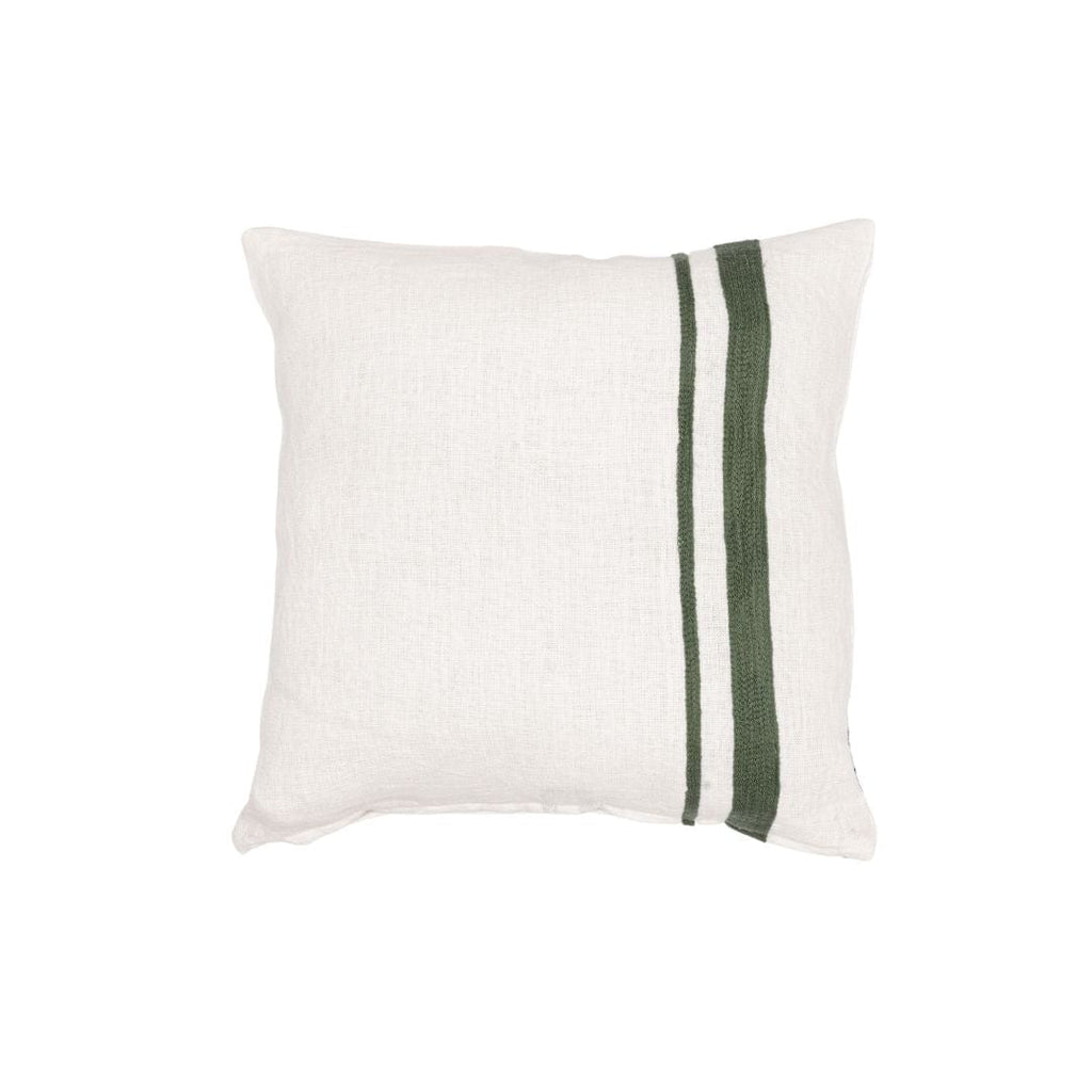 Fronce de coussin en lin Arias | Blanc/Olive 45x45cm