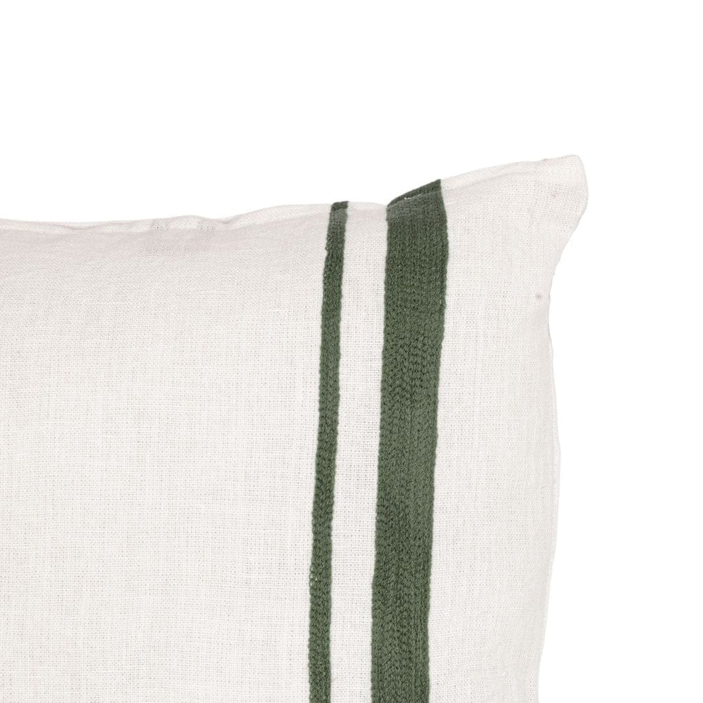 Fronce de coussin en lin Arias | Blanc/Olive 45x45cm