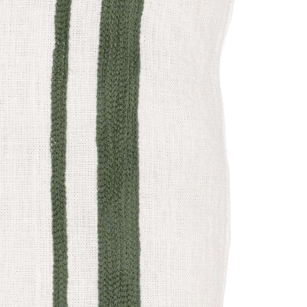 Fronce de coussin en lin Arias | Blanc/Olive 45x45cm