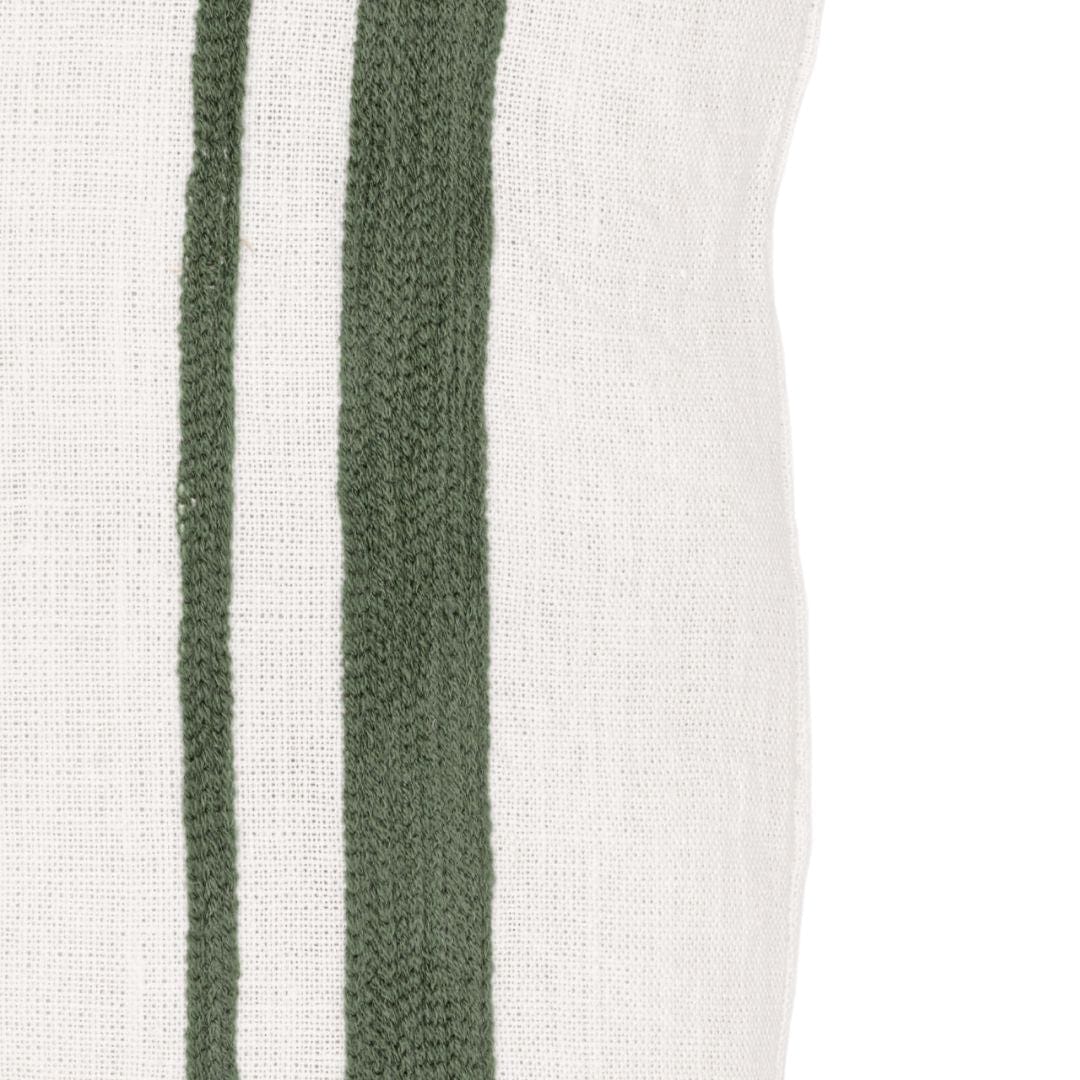 Fronce de coussin en lin Arias | Blanc/Olive 45x45cm