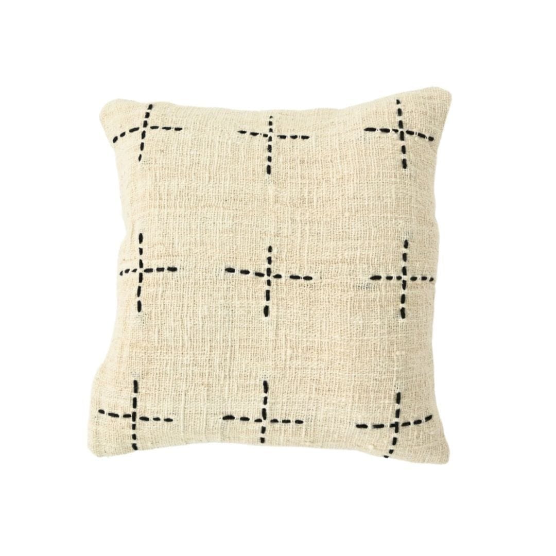 Fronce de coussin Bali | Blanc 45x45cm | Motif brodé à la main