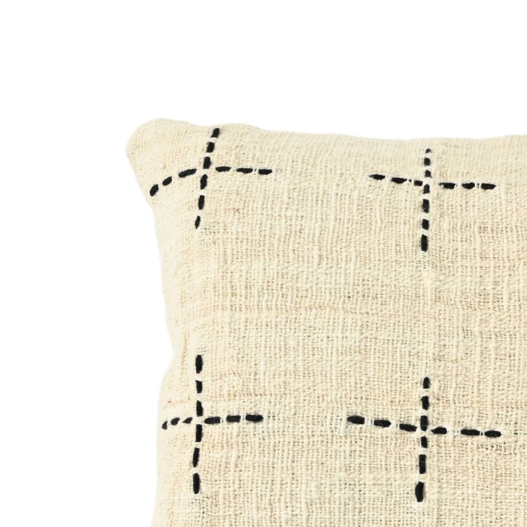 Fronce de coussin Bali | Blanc 45x45cm | Motif brodé à la main