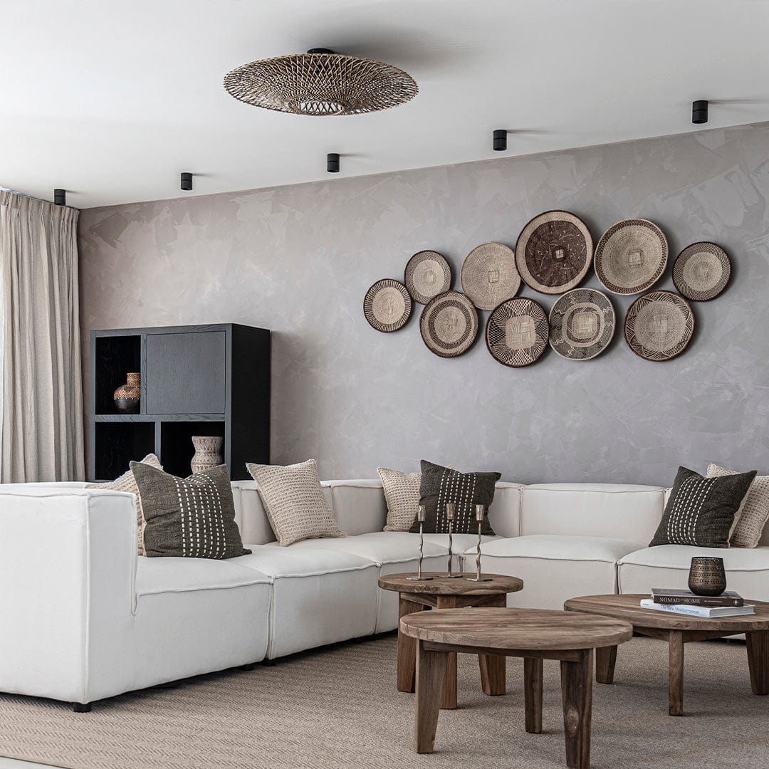 Lampe de plafond en bambou | Naturel/Noir