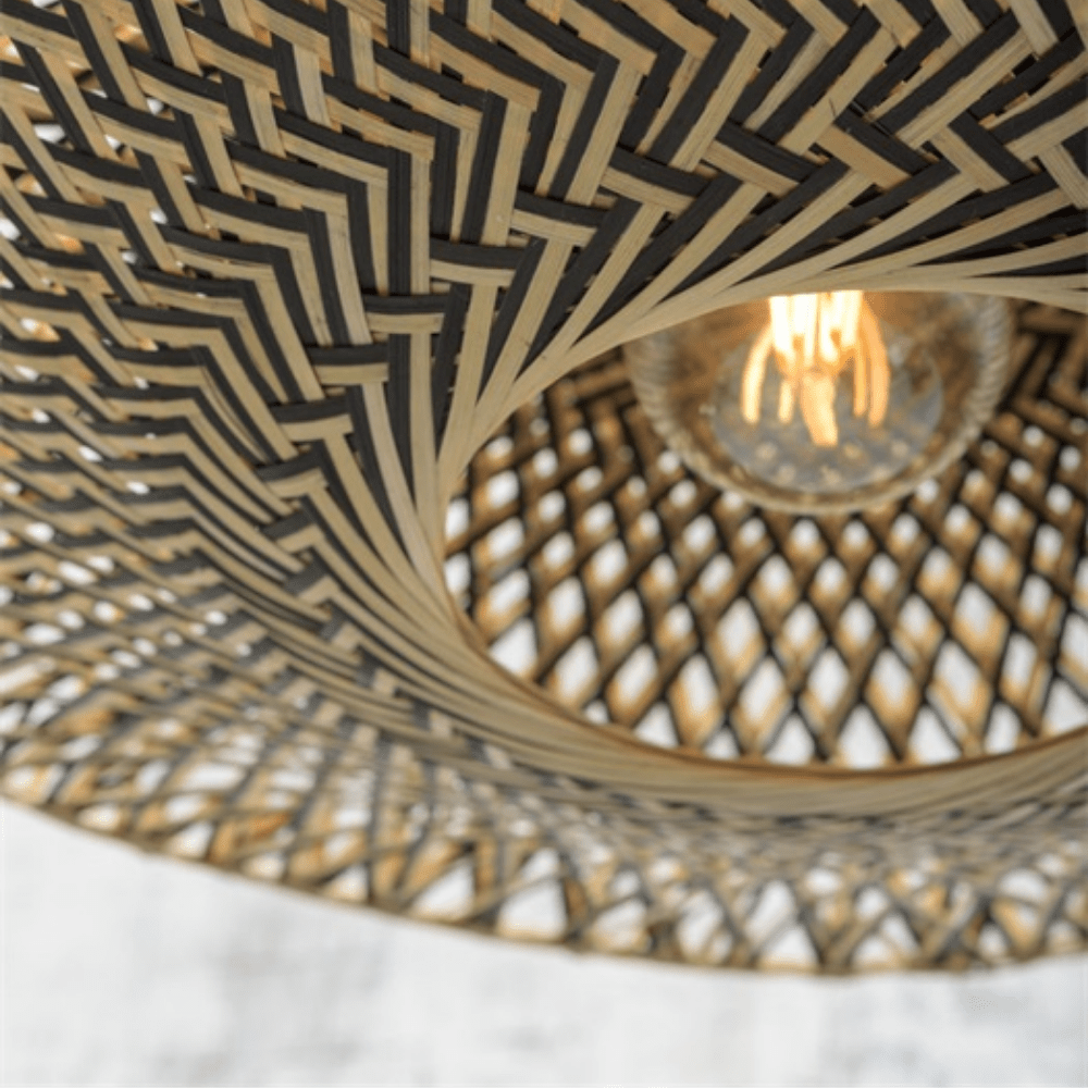 Lampe de plafond en bambou | Naturel/Noir