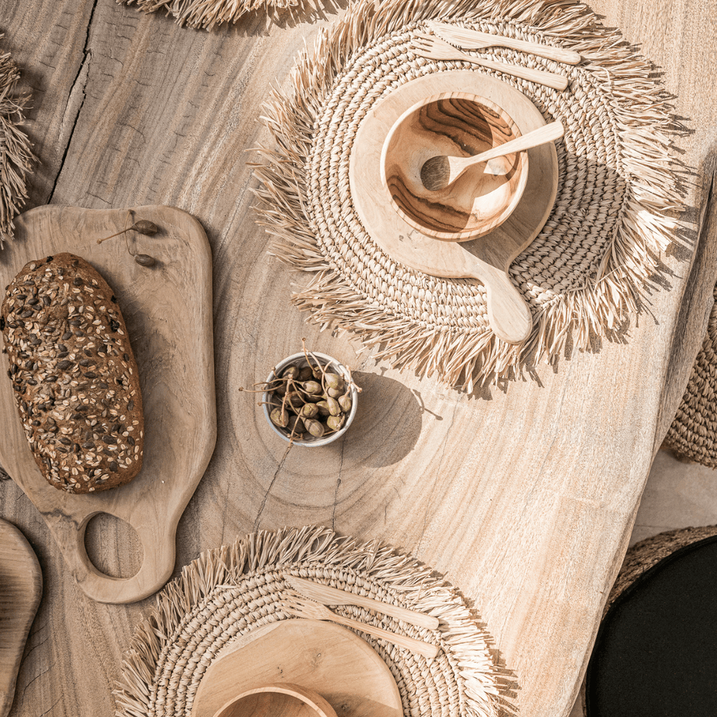 Service de couverts en bambou avec sac en jute