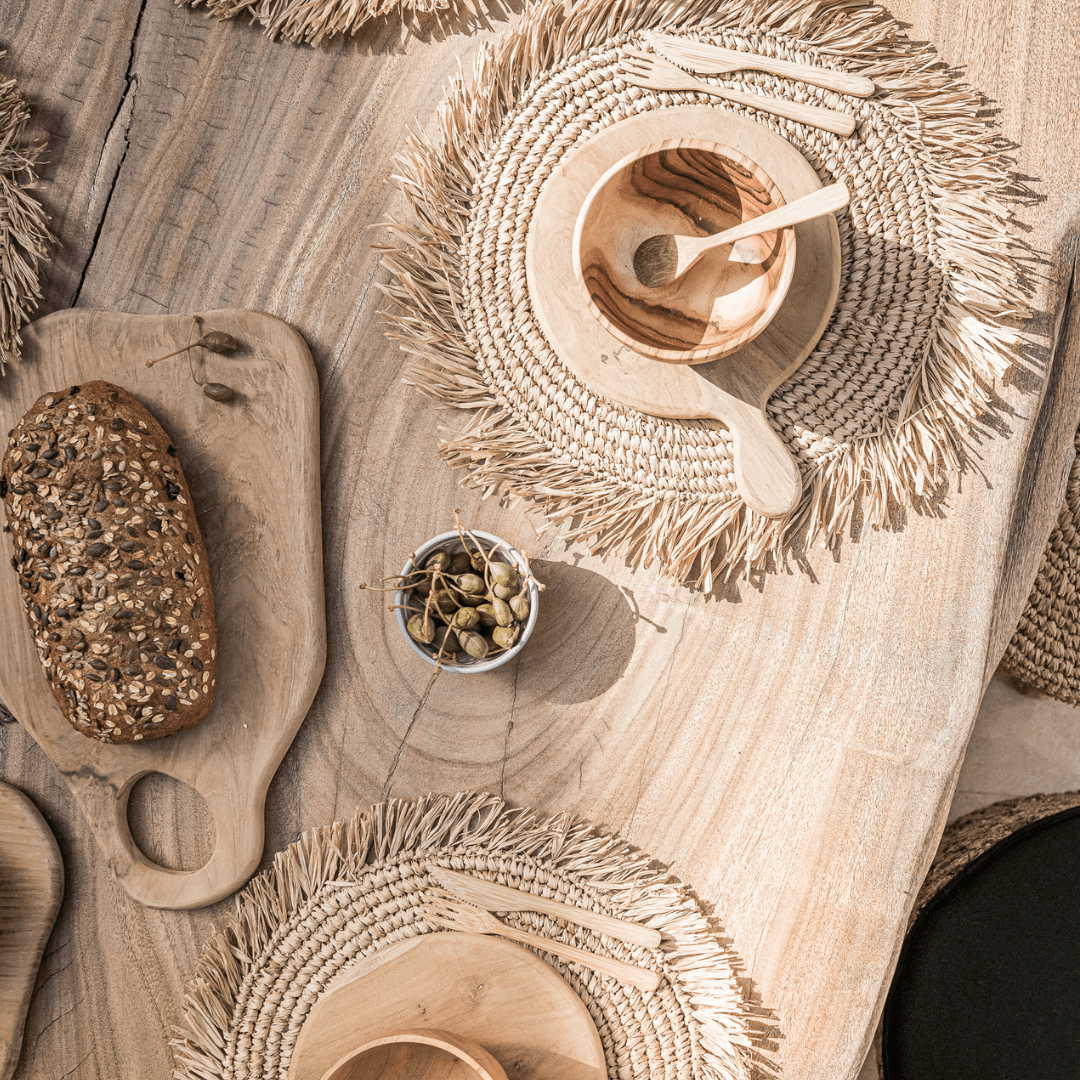 Service de couverts en bambou avec sac en jute