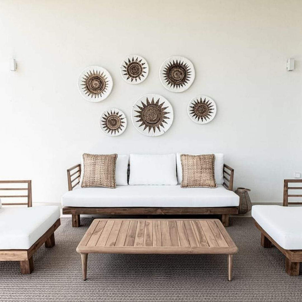 Panier mural décoratif pour bananes | Blanc et naturel 40cm