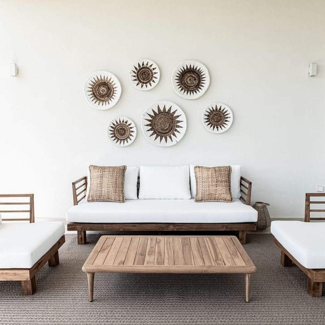 Panier mural décoratif pour bananes | Blanc et naturel 40cm